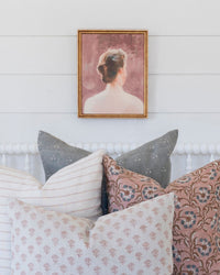 Vintage Framed Canvas Pink Portrait of a Woman