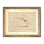 Vintage Framed Canvas Rabbit Art