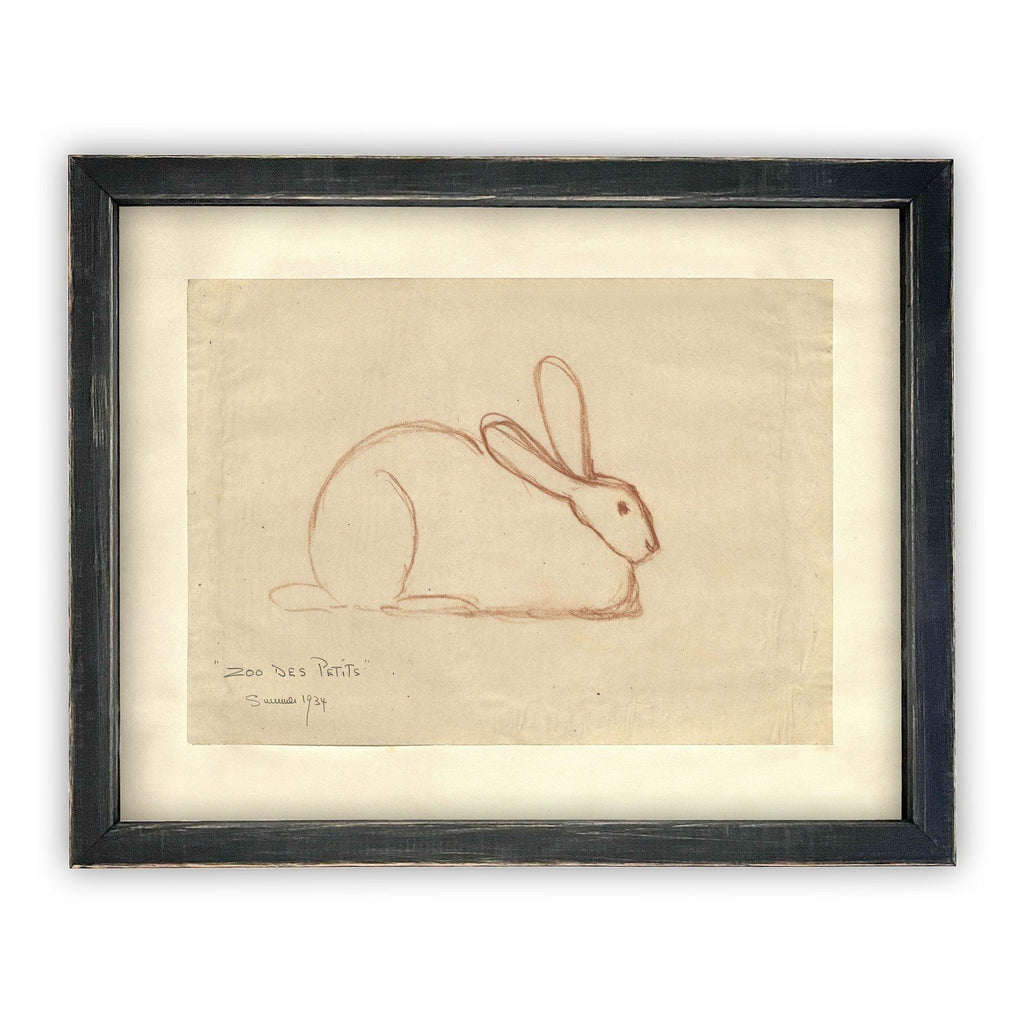 Vintage Framed Canvas Rabbit Art
