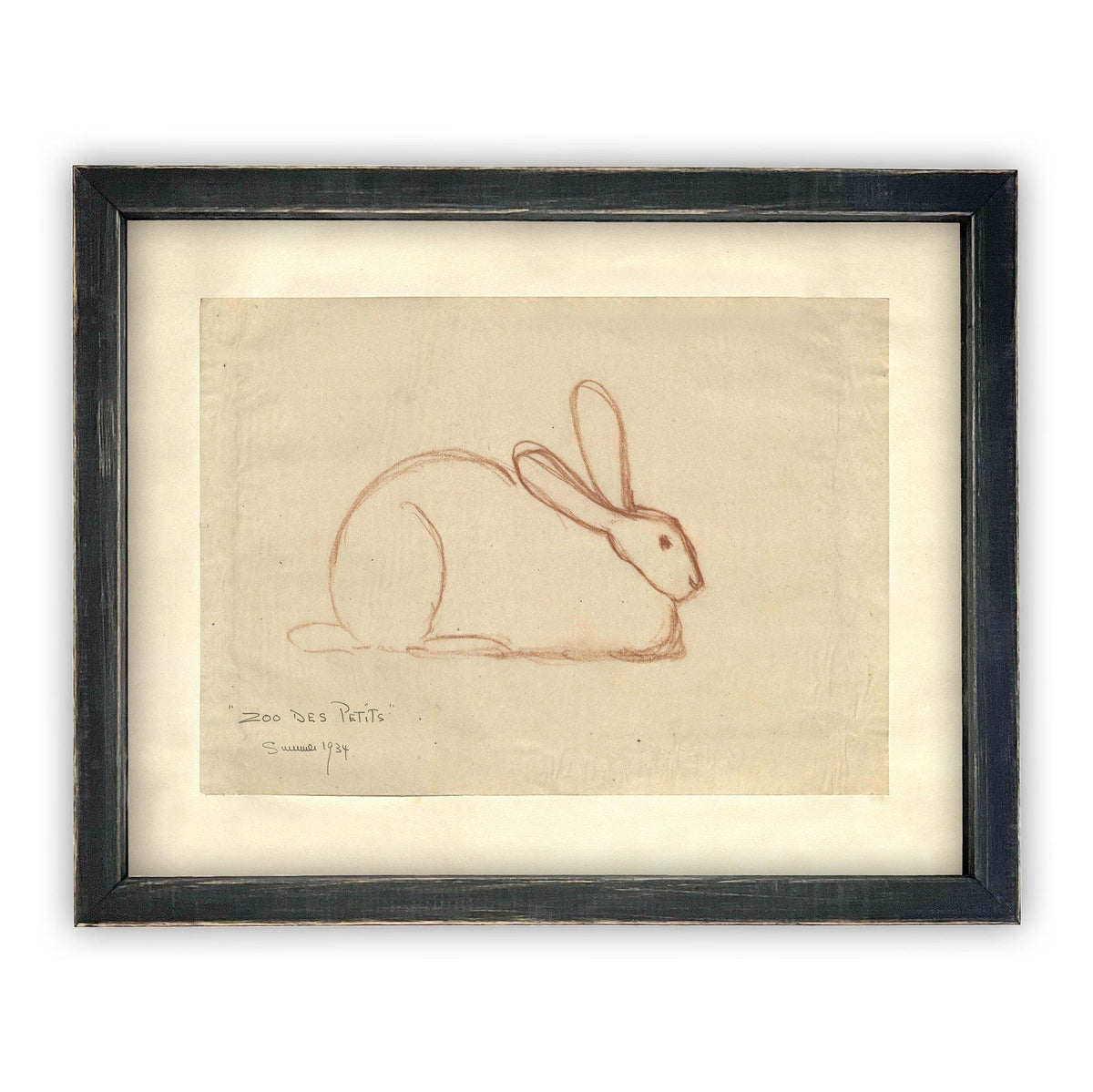 Vintage Framed Canvas Rabbit Art
