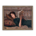 Framed Canvas Reading Woman Portrait