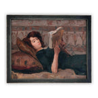 Framed Canvas Reading Woman Portrait