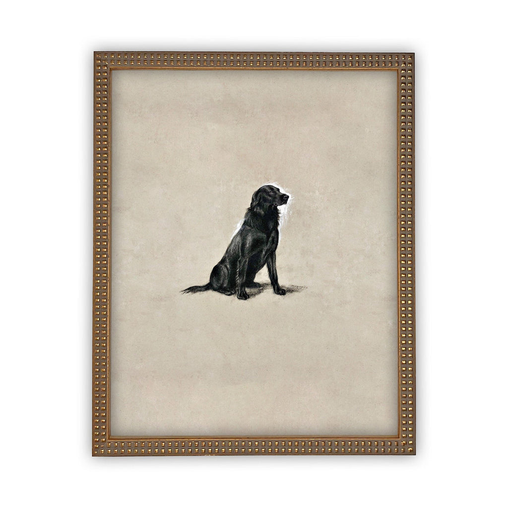 Vintage Framed Canvas Dog Art for Nursery