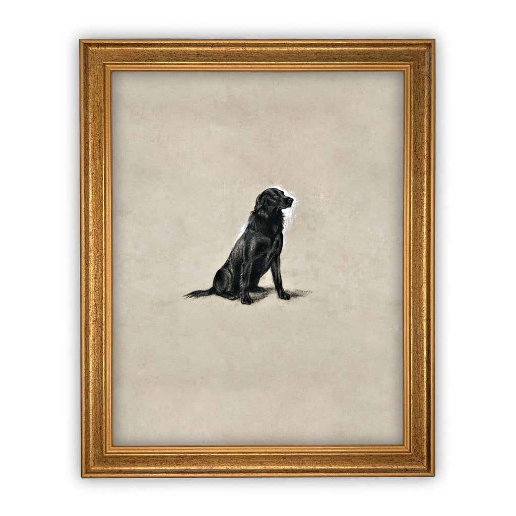 Vintage Framed Canvas Dog Art for Nursery