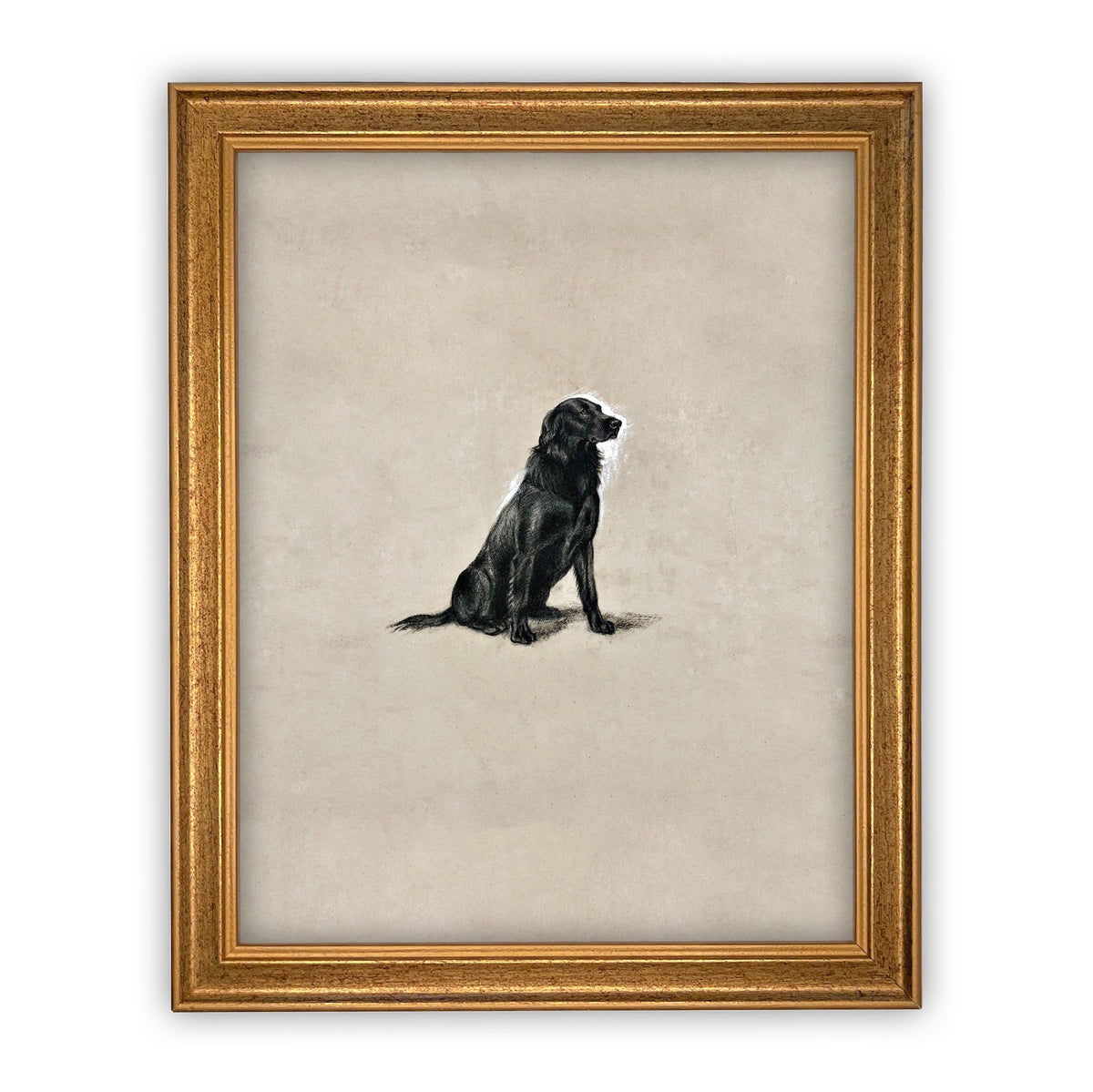 Vintage Framed Canvas Dog Art for Nursery