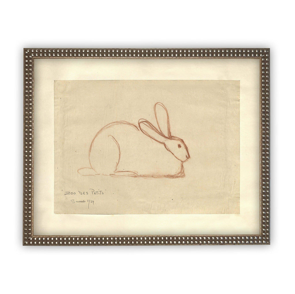 Vintage Framed Canvas Rabbit Art