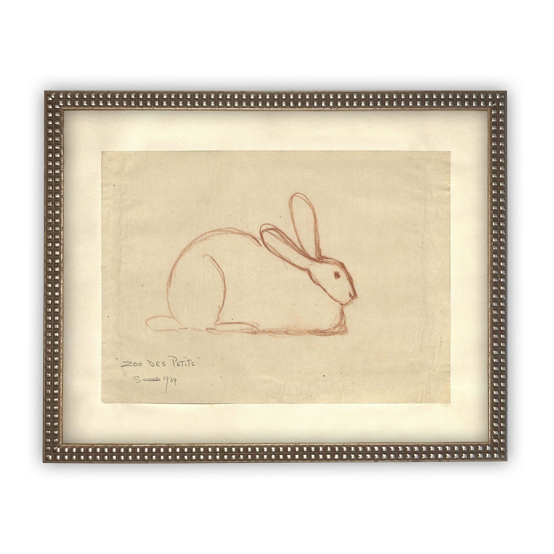 Vintage Framed Canvas Rabbit Art