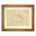 Vintage Framed Canvas Rabbit Art