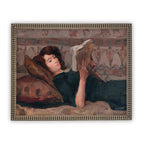 Framed Canvas Reading Woman Portrait