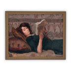 Framed Canvas Reading Woman Portrait