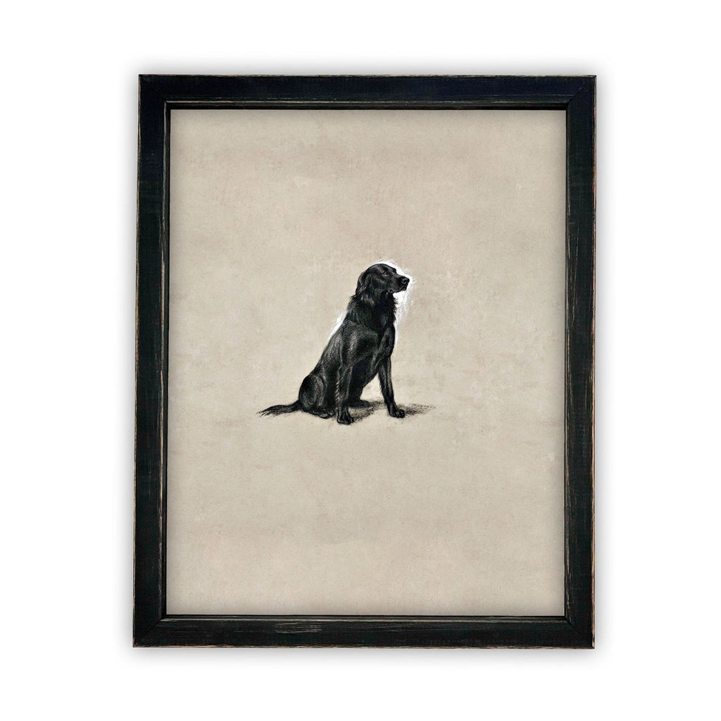 Vintage Framed Canvas Dog Art for Nursery