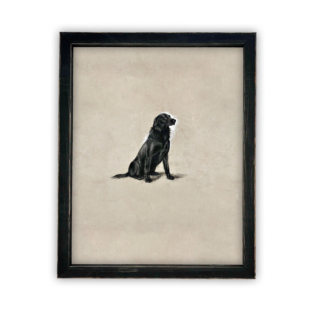 Vintage Framed Canvas Dog Art for Nursery