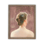 Vintage Framed Canvas Pink Portrait of a Woman