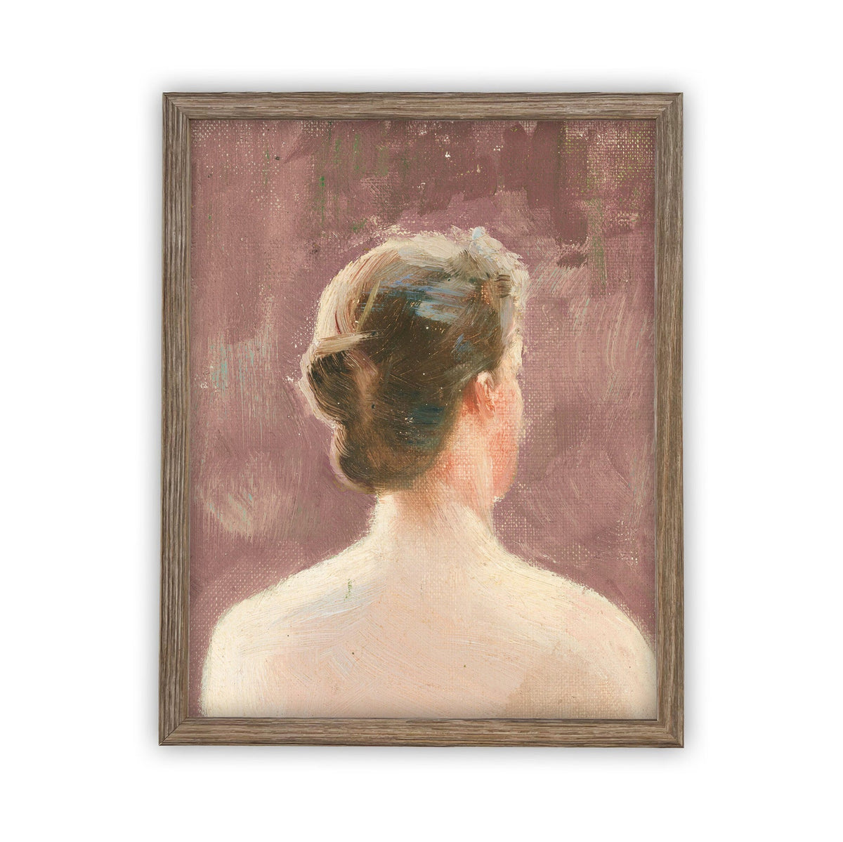 Vintage Framed Canvas Pink Portrait of a Woman