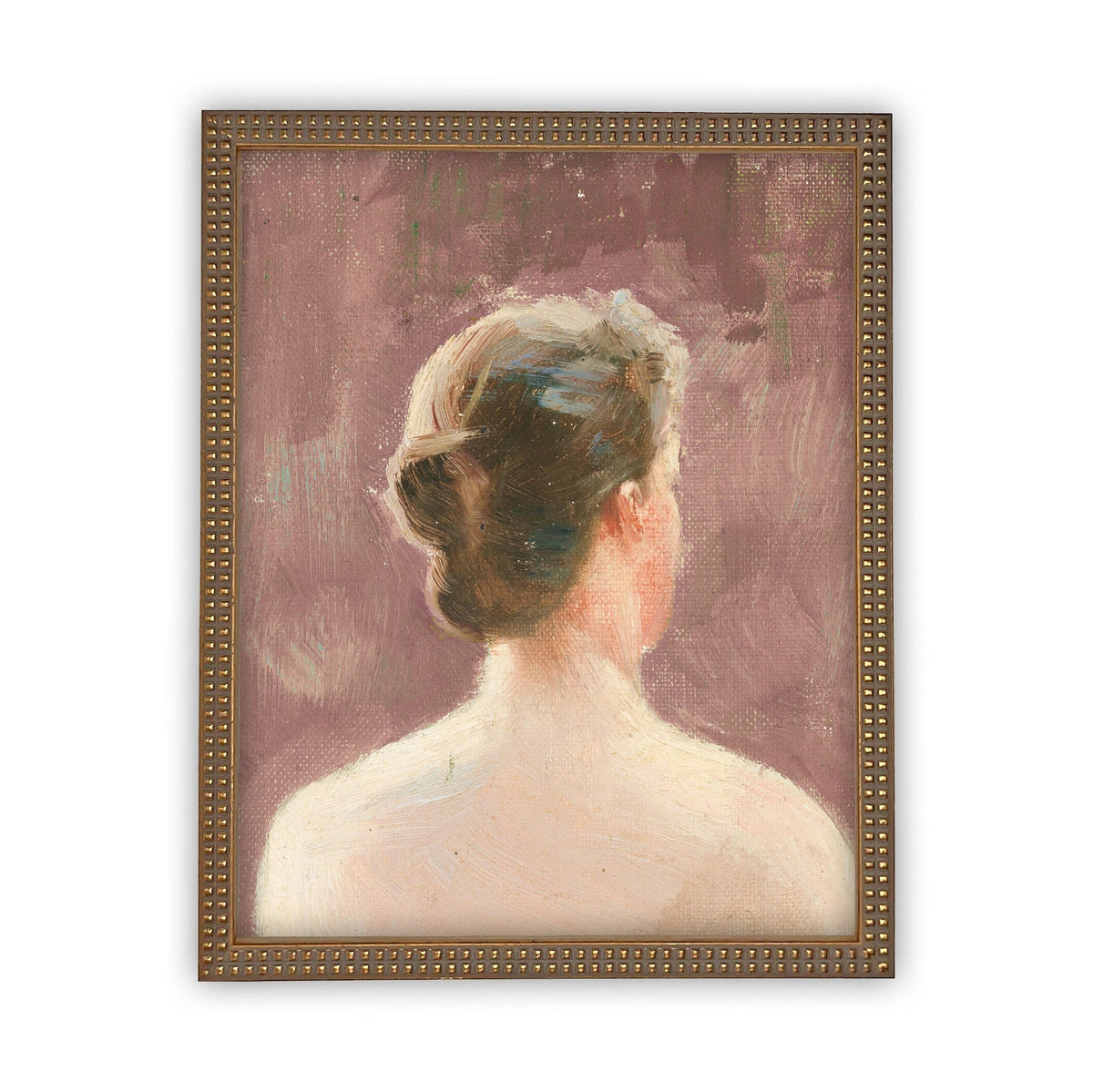Vintage Framed Canvas Pink Portrait of a Woman