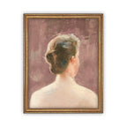Vintage Framed Canvas Pink Portrait of a Woman