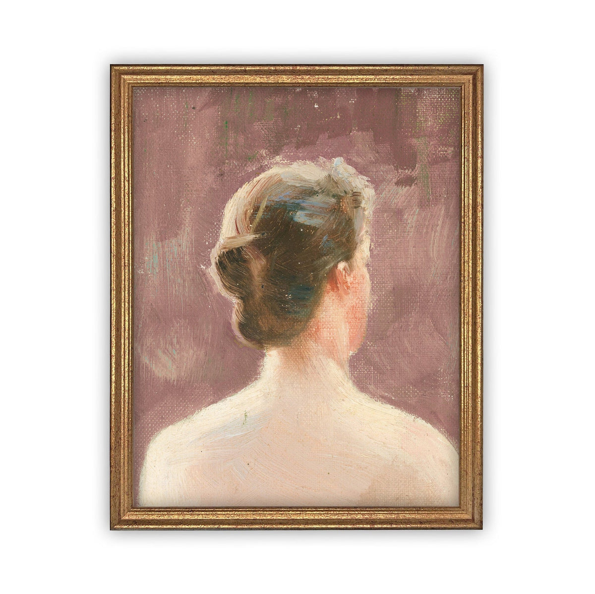 Vintage Framed Canvas Pink Portrait of a Woman