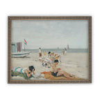 Vintage Framed Beach Scene Canvas Art