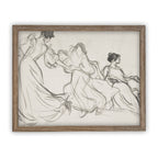 Vintage Framed Canvas Dancing Women Portrait