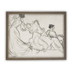 Vintage Framed Canvas Dancing Women Portrait