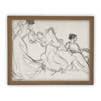 Vintage Framed Canvas Dancing Women Portrait