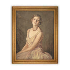 Vintage Framed Canvas Portrait of a Woman Art
