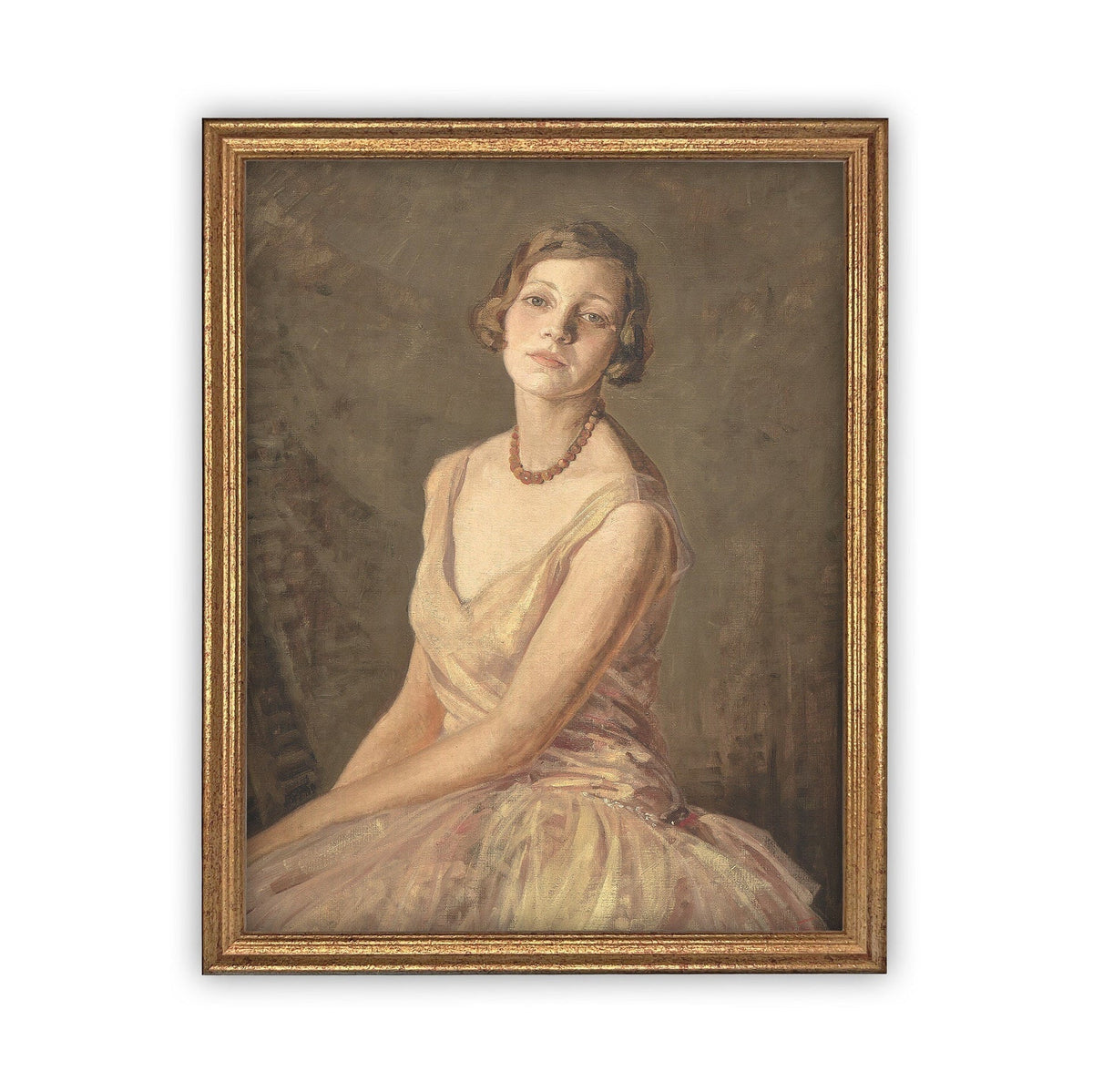 Vintage Framed Canvas Portrait of a Woman Art
