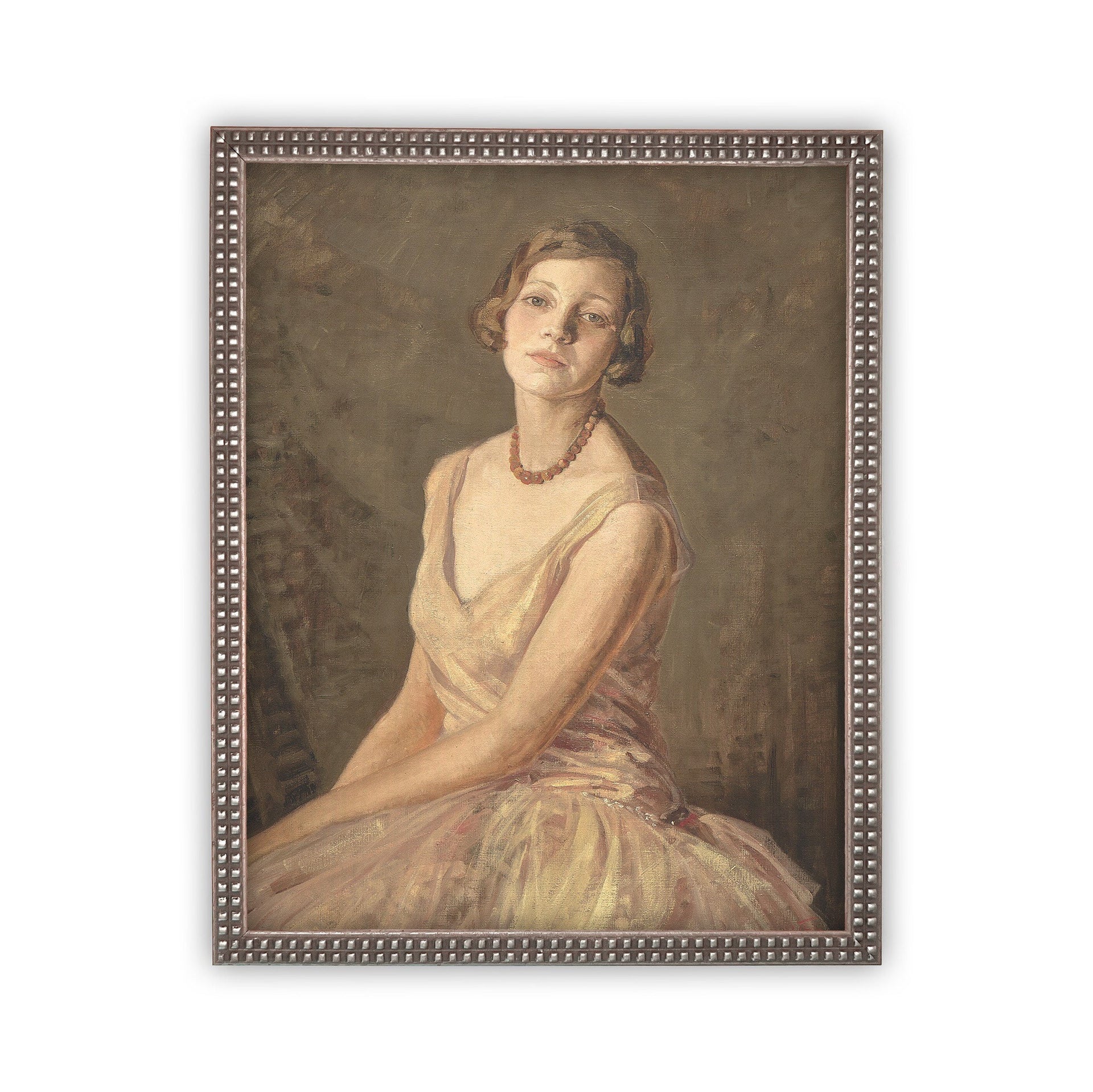 Vintage Framed Canvas Portrait of a Woman Art