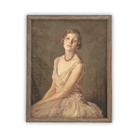 Vintage Framed Canvas Portrait of a Woman Art