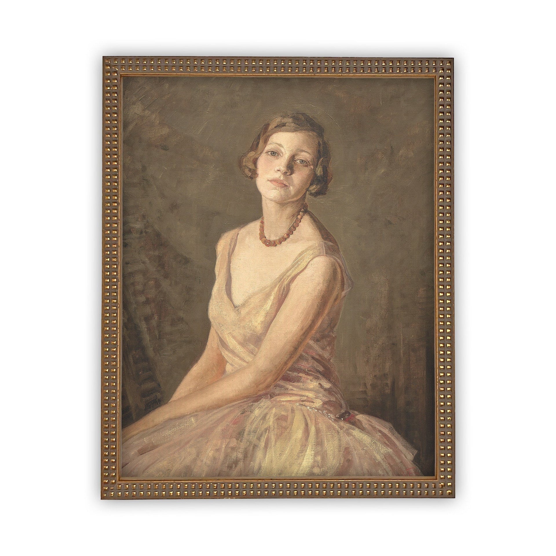 Vintage Framed Canvas Portrait of a Woman Art