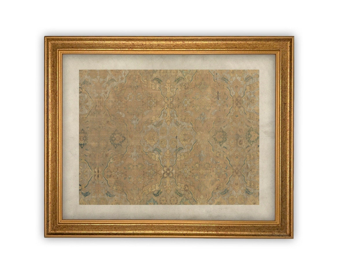 Vintage Framed Canvas Neutral Tapestry Art