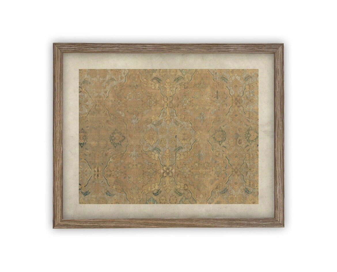 Vintage Framed Canvas Neutral Tapestry Art