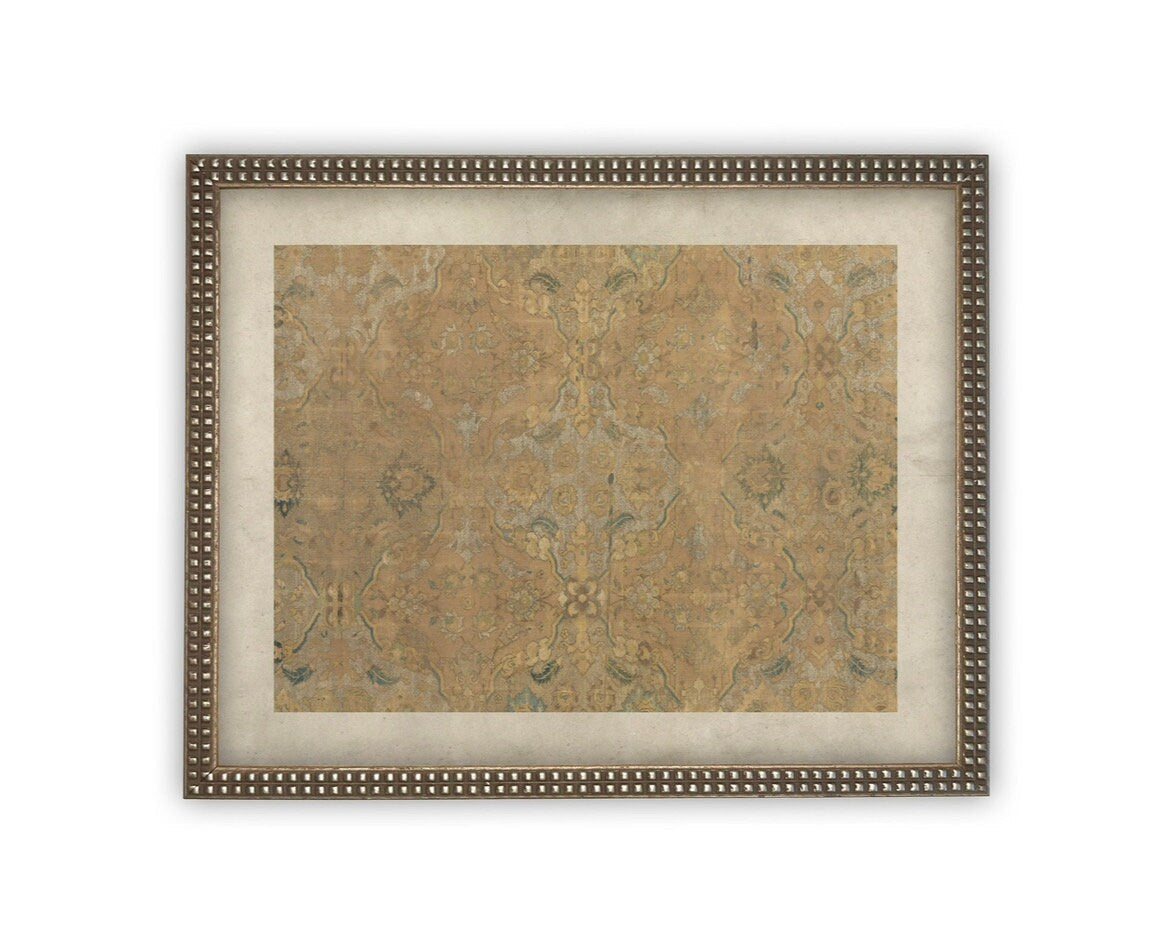 Vintage Framed Canvas Neutral Tapestry Art