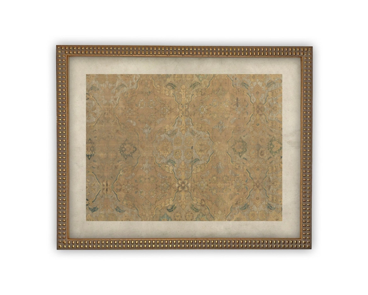 Vintage Framed Canvas Neutral Tapestry Art