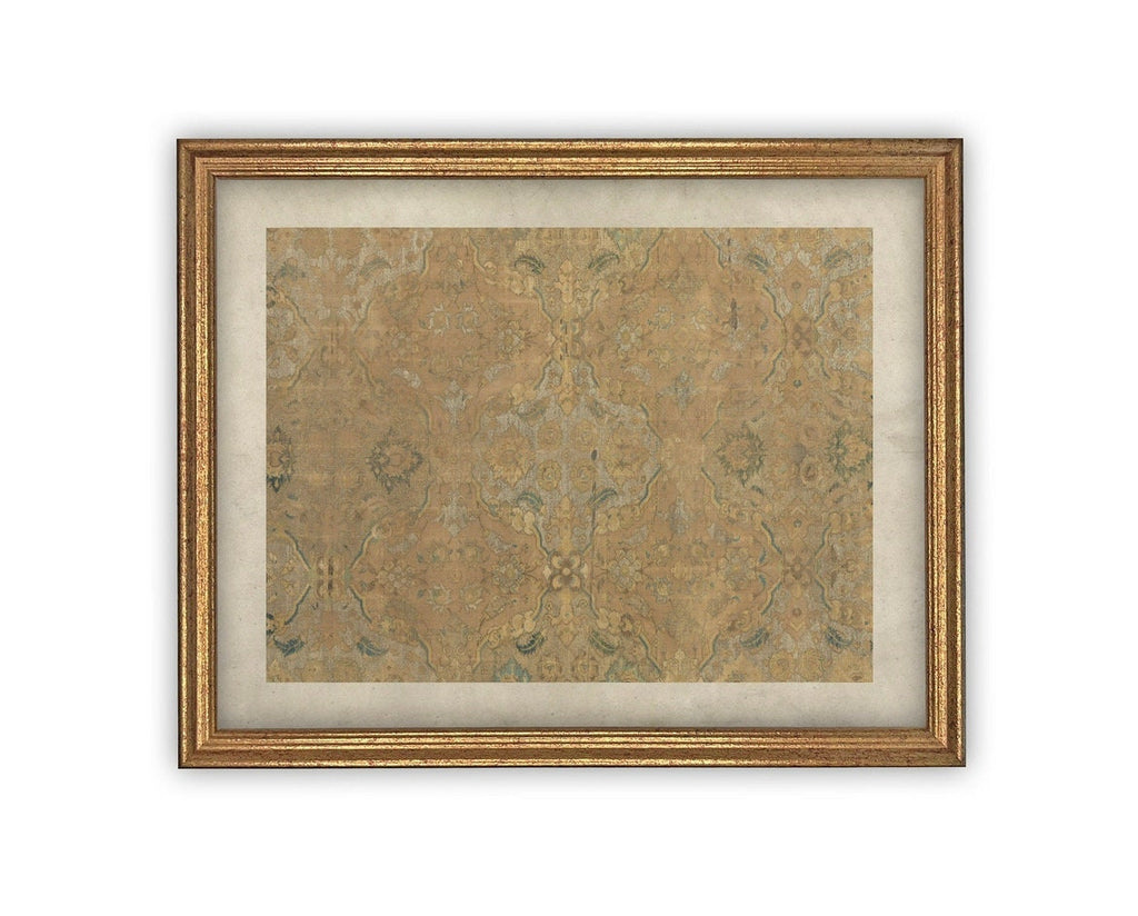 Vintage Framed Canvas Neutral Tapestry Art
