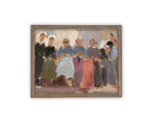 Vintage Framed Canvas Portrait of People Art