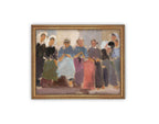 Vintage Framed Canvas Portrait of People Art