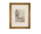 Vintage Framed Canvas Tree on Rock Art