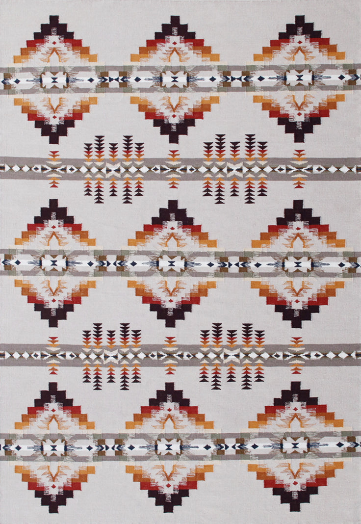 Pendleton Juniper Mesa sand flat-weave wool rug with Southwest geometric patterns.