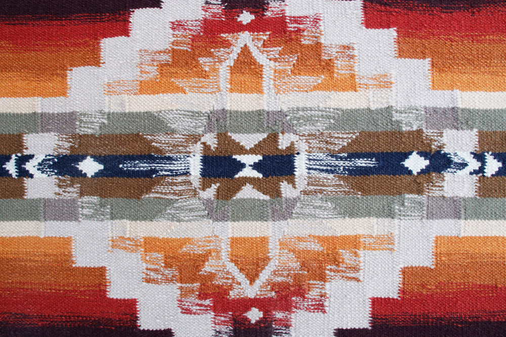 Pendleton Juniper Mesa Cinnabar Southwest flat-weave wool rug with geometric patterns