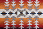 Pendleton Juniper Mesa wool rug with orange, red, and grey Southwest geometric patterns.