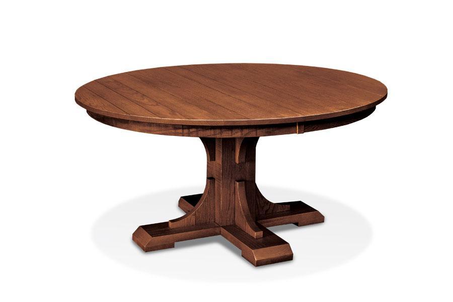 Montauk Round Single Pedestal Table Dining Simply Amish 42 inch Solid Top Smooth Cherry