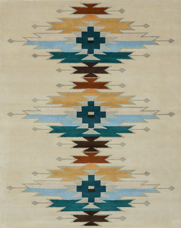 Pendleton Moonlight Mesa Southwest wool rug with ivory field and geometric patterns