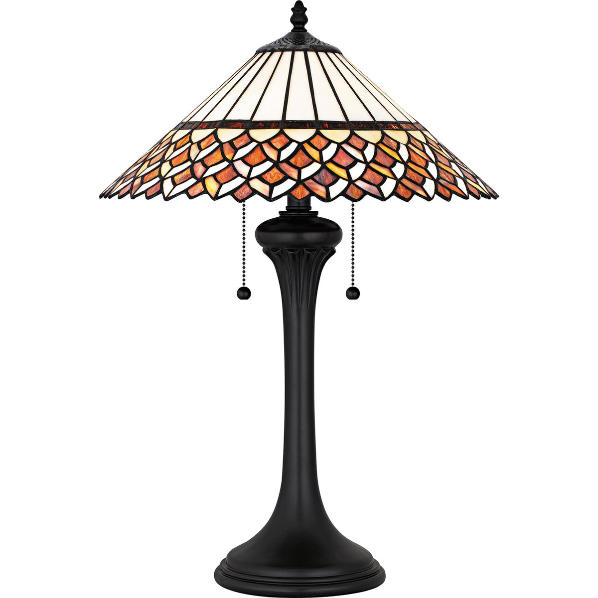 Stained glass lamp with orange scale design