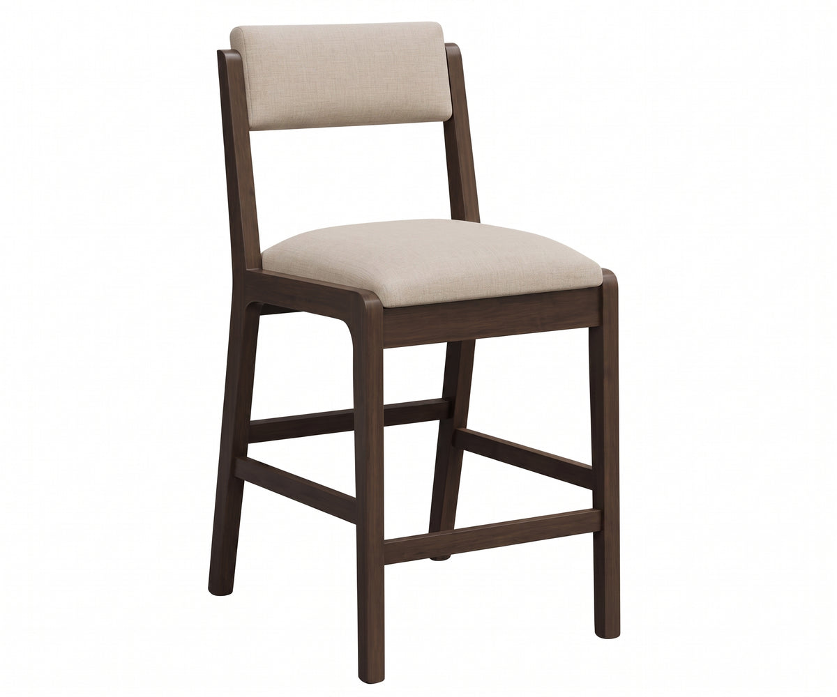 Orchid Bar Chair with dark wood frame and beige upholstered seat and backrest.