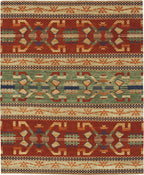 Pendleton Anasazi Southwest wool rug with terra cotta, green, and beige geometric patterns.