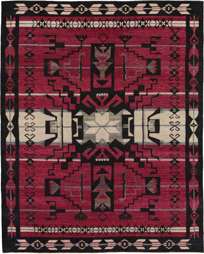 Pendleton Storm Cardinal Southwest hand-knotted wool rug in red, black, and ivory.