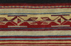 Pendleton Chimayo garnet wool rug with Southwest stripes and geometric patterns.