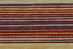 Pendleton Chimayo garnet wool rug with Southwest striped pattern in red, turquoise, and gold.