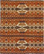Pendleton Southwest wool rug in burnt orange, brown, and tan with geometric TePee patterns.